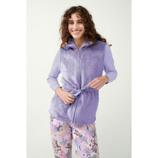 Vamp - Μονόχρωμο Fleece Γιλέκο με Φερμουάρ lavender sweet 21331