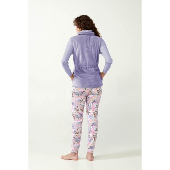 Vamp - Μονόχρωμο Fleece Γιλέκο με Φερμουάρ lavender sweet 21331