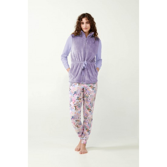 Vamp - Μονόχρωμο Fleece Γιλέκο με Φερμουάρ lavender sweet 21331